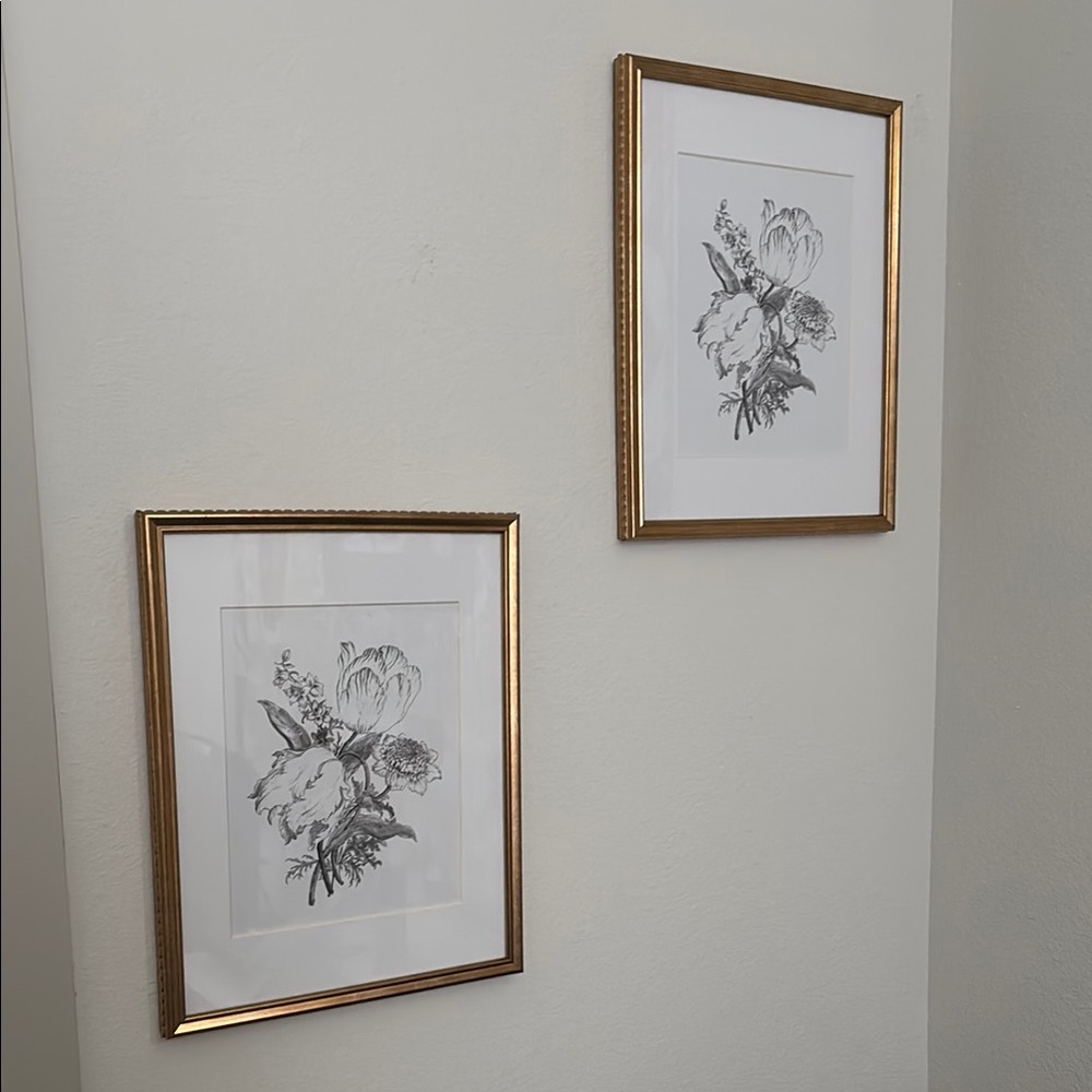 2 Elegant Gold Framed Not Wood Wall Art Frame Set NEW Final Sale